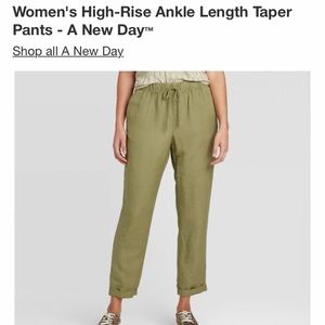 NWT High Rise Ankle Length Linen Pants - A New Day